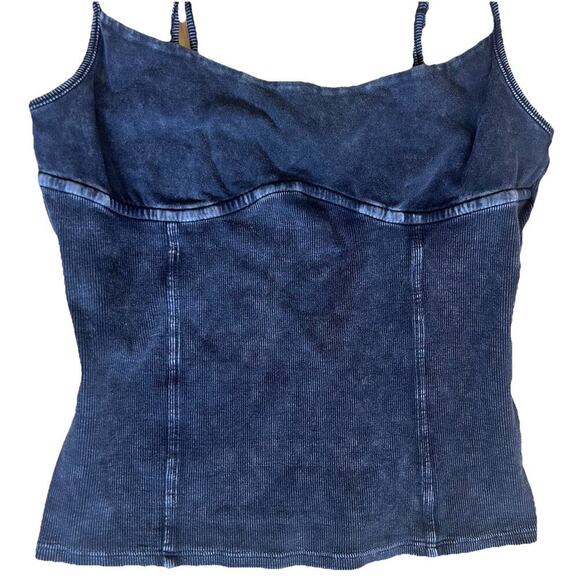 Y2K Forever 21 Black Washed Corset Style Spaghetti Strap Cami Grunge Indie Large - Picture 3 of 5